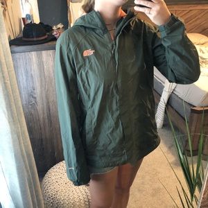 NorthFace Army Green & Peach Pink Rain Jacket